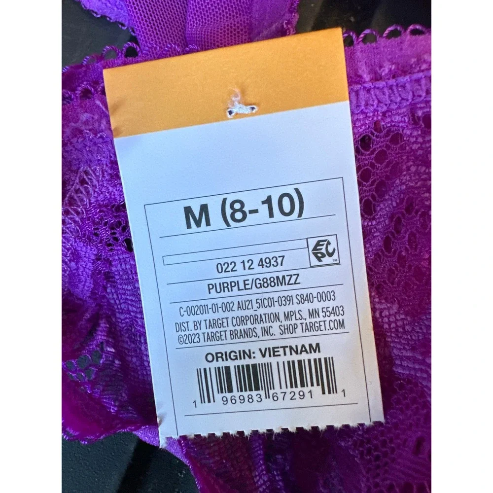 Auden Womens Purple Lace Thong Panty‎ Size M 4 6 New With Tags